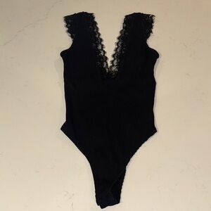 Honey Punch Elegant Black Lace Bodysuit
